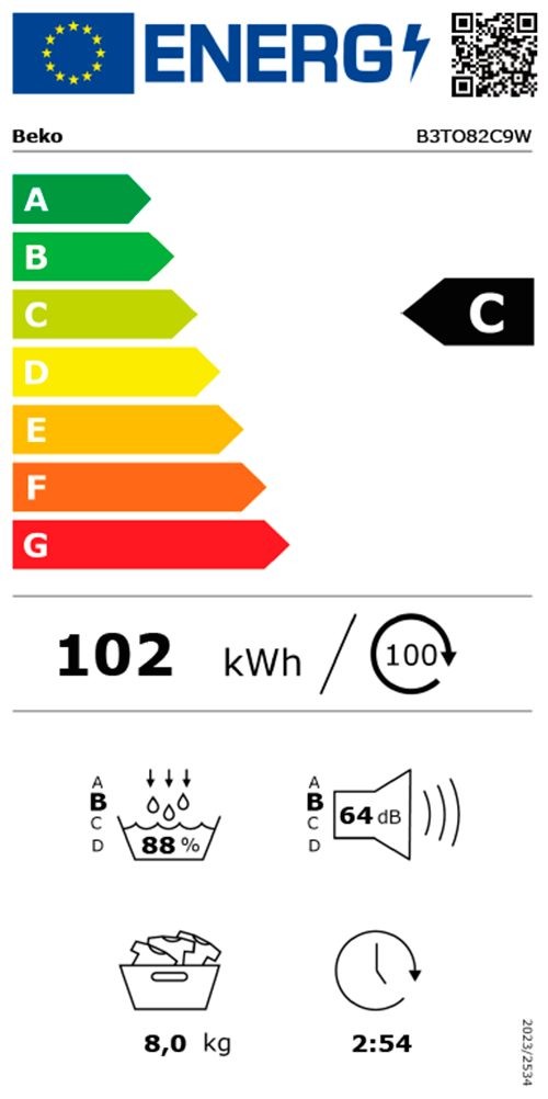 Beko 8 kg B3T082C9W – Uscător de rufe cu pompă de căldură, Clasa C, import Germania 🇩🇪