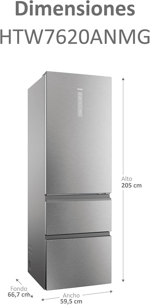 Haier 414 L, HTW7620ANMG – Combină frigorifică Total No Frost, Clasa A, Wi-Fi, import Germania 🇩🇪