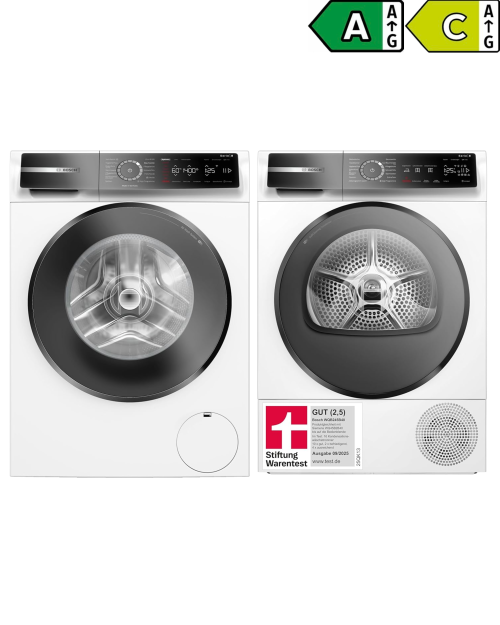 Set Bosch 9kg, Seria 8 – Set Premium 9 kg + 9 kg – WGB244010 & WQB245B40 – Mașină de spălat + Uscător cu pompă de căldură, Clasa A / C, Import Germania 🇩🇪