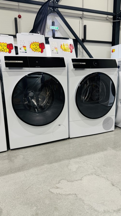Set Bosch 9kg, Seria 8 – Set Premium 9 kg + 9 kg – WGB244010 & WQB245B40 – Mașină de spălat + Uscător cu pompă de căldură, Clasa A / C, Import Germania 🇩🇪