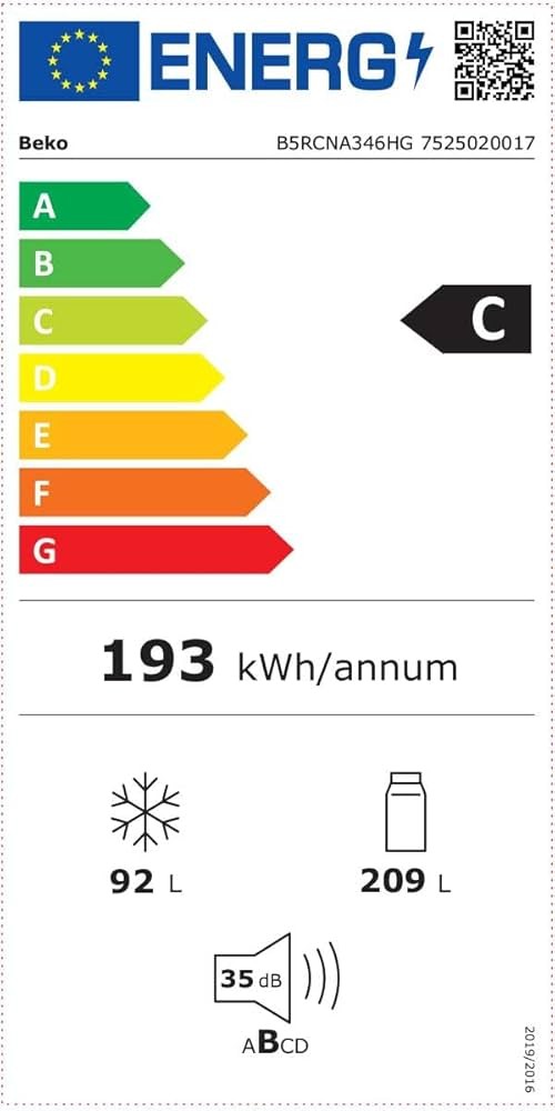 Beko 301L, B5RCNA346HG – Combină frigorifică, Clasa C, AeroFlow & NeoFrost Dual Cooling, import Germania 🇩🇪