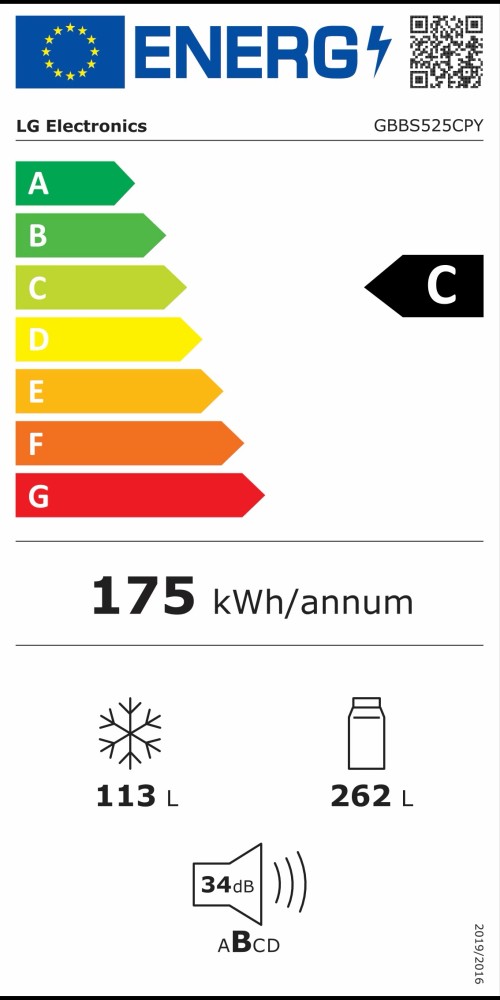 LG 375 L GBBS525CPY – Combină frigorifică, Clasa C, Wi-Fi ThinQ, DoorCooling+, import Germania 🇩🇪