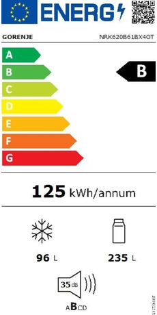 Gorenje 331 L NRK620B61BX4OT – Combină frigorifică Clasa B, NoFrost Plus, AdaptTech, import Germania 🇩🇪