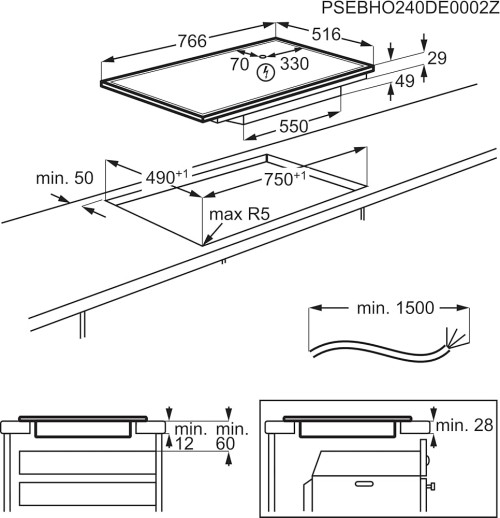 AEG 80 cm T084IA0FXB – Plită cu inducție încorporabilă, Made in Germany, Hob2Hood, import Germania 🇩🇪