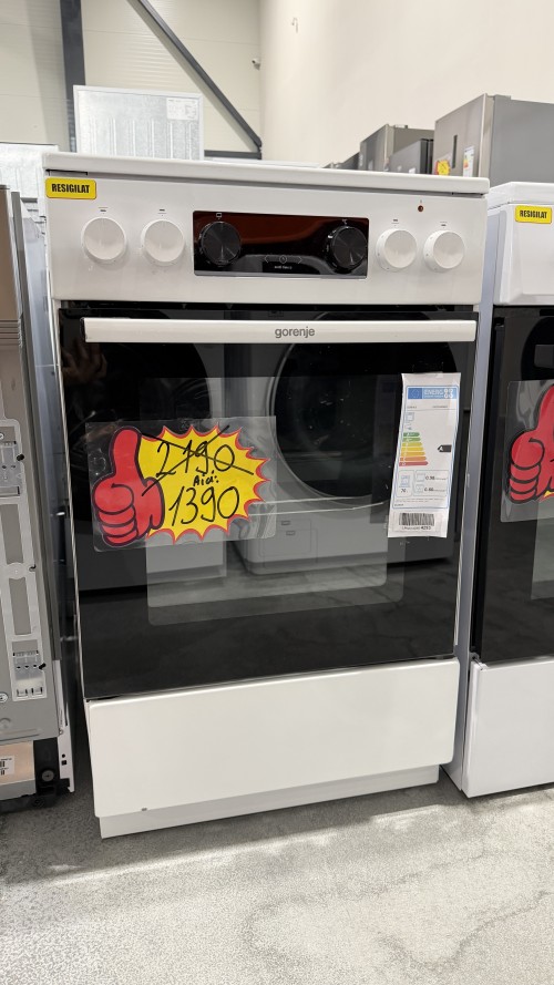 Gorenje 70 L GECS5C60WPA – Aragaz electric cu plită vitroceramică Clasa A, AirFry, AquaClean, GentleClose, import Germania 🇩🇪