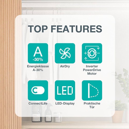Gorenje 8/5 KG, WD2PA854ADW/DE – Mașină de spălat cu uscător Clasa A/D, Wi-Fi ConnectLife, AirDry, import Germania 🇩🇪
