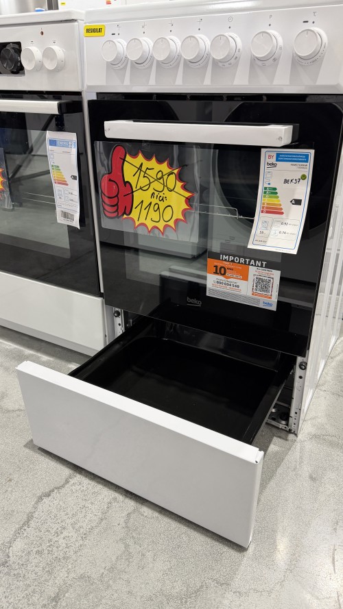 Beko 55 L FSM57100GW – Aragaz electric cu plită vitroceramică Clasa A, monofazic/trifazic, import Germania 🇩🇪