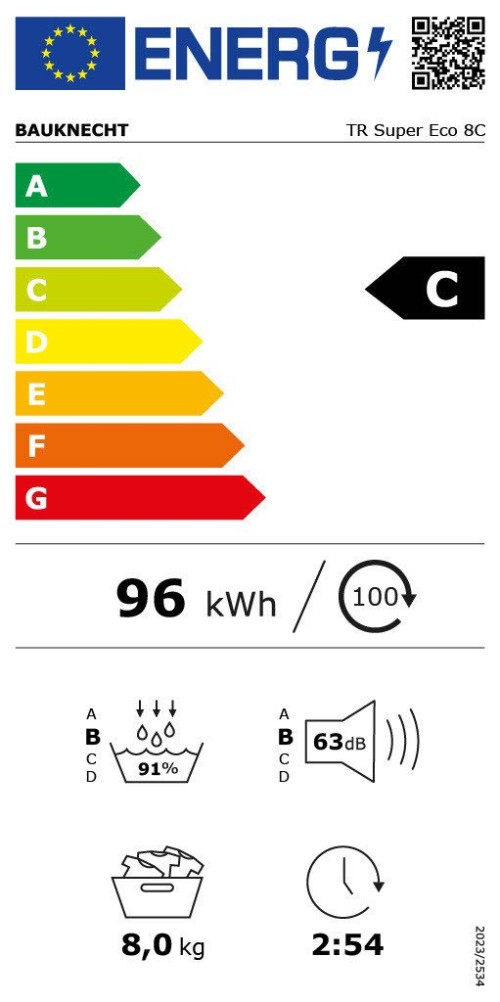 Bauknecht 8 KG TR Super Eco 8C – Uscător de rufe cu pompă de căldură Clasa C, Wi-Fi HomeWhiz, import Germania 🇩🇪