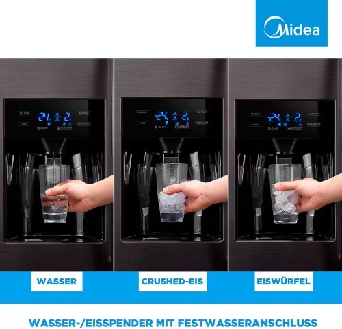Midea 520L, KS-DDX 6.32 WT – Side by Side Clasa D, No Frost, dozator apă și gheață fără racord la rețea , import Germania 🇩🇪