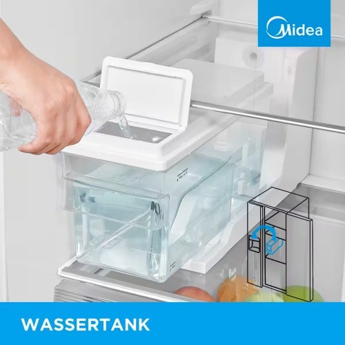 Midea 520L, KS-DDX 6.32 WT – Side by Side Clasa D, No Frost, dozator apă și gheață fără racord la rețea , import Germania 🇩🇪