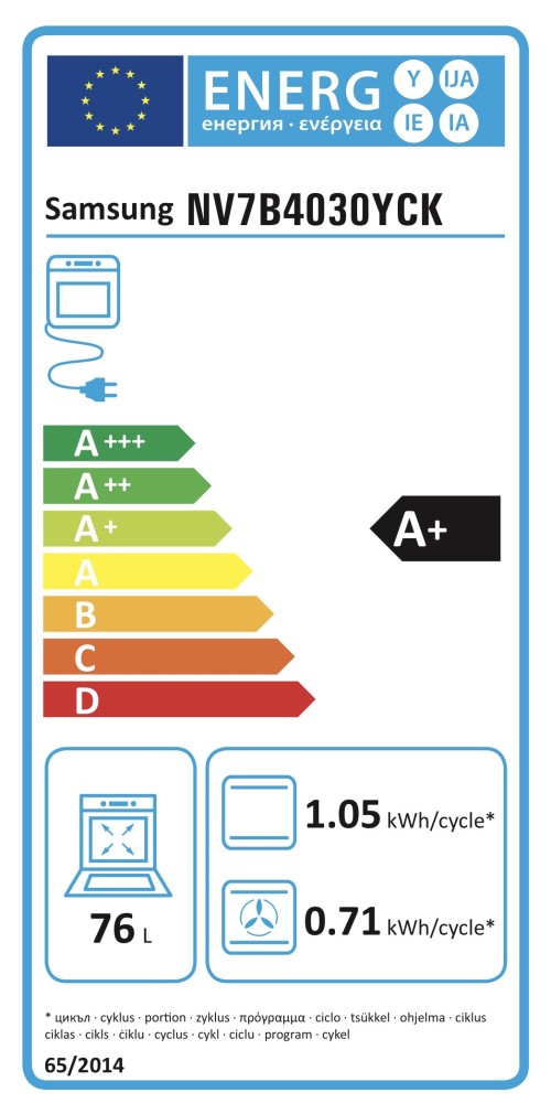 Samsung 76 L, NV7B4030YCK – Cuptor încorporabil Clasa A+, SmartThings Wi-Fi, termosondă, import Germania 🇩🇪