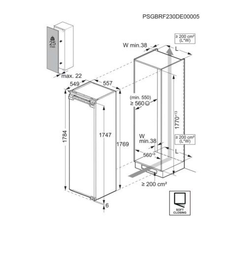 AEG 274 L, TK9ZS18XDC – Frigider/ Racitor încorporabil Clasa D, LongFresh 0°C, MultiFlow, import Germania 🇩🇪