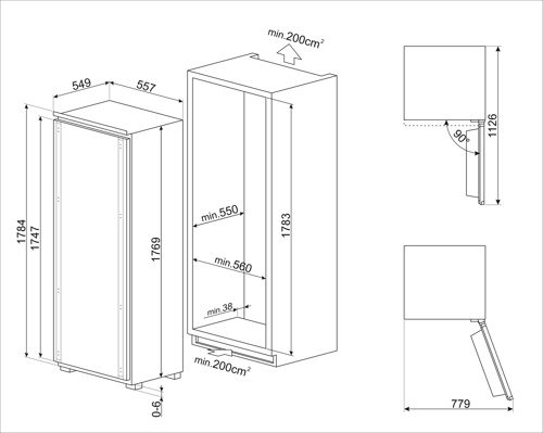 Smeg 310 L, S9L174D1D – Frigider/Racitor încorporabil Clasa D, Ventilat, Inverter, import Germania 🇩🇪