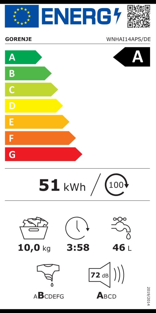 Gorenje 10 KG, WNHAI14APS/DE – Mașină de spălat rufe Clasa A, SteamTech, Inverter PowerDrive, import Germania 🇩🇪