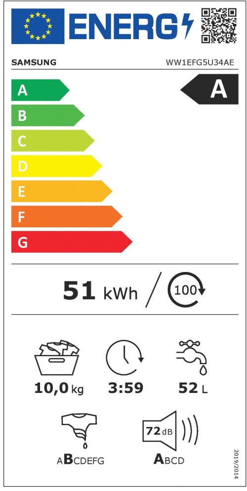 Samsung 10 kg, WW1EFG5U34AE – Mașină de spălat rufe Clasa A, AI Ecobubble™, SmartThings Wi-Fi, import Germania 🇩🇪