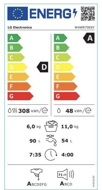 LG 11/6 KG W4WR70E6Y – Mașină de spălat cu uscător, Clasa A/D, AI Wash, ThinQ Wi-Fi, import Germania 🇩🇪