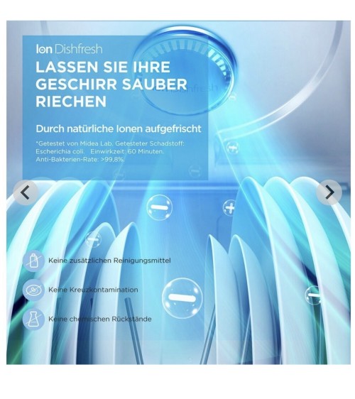 Midea 10 seturi MDWEF1034DSS-WE – Mașină de spălat vase independentă 45 cm, Clasa C, Wi-Fi, ActiveOpen Dry, import Germania 🇩🇪