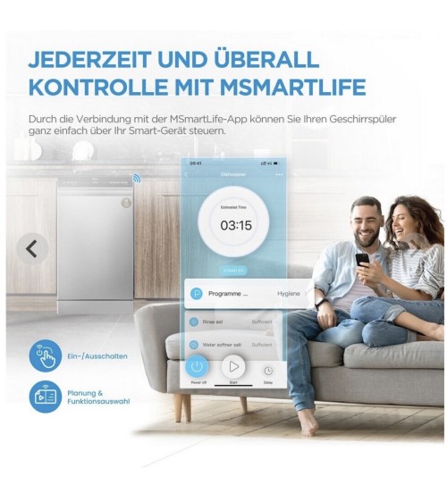 Midea 10 seturi MDWEF1034DSS-WE – Mașină de spălat vase independentă 45 cm, Clasa C, Wi-Fi, ActiveOpen Dry, import Germania 🇩🇪