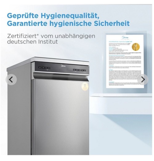 Midea 10 seturi MDWEF1034DSS-WE – Mașină de spălat vase independentă 45 cm, Clasa C, Wi-Fi, ActiveOpen Dry, import Germania 🇩🇪