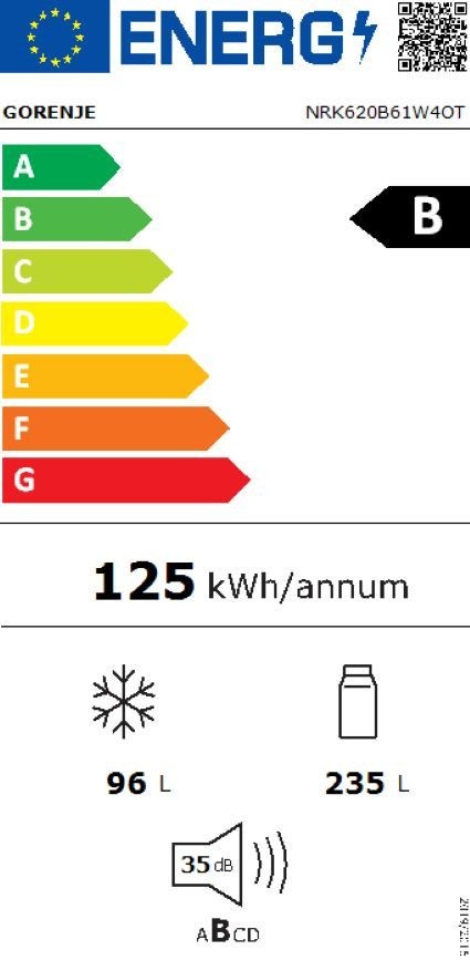 Gorenje 331L NRK620B61W40T – Combină frigorifică – Clasa B – 35 dB – Import Germania 🇩🇪