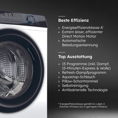 Haier 7 KG HW70-B14929 – Mașină de spălat rufe Clasa A, Direct Motion, Steam Refresh, Import Germania 🇩🇪