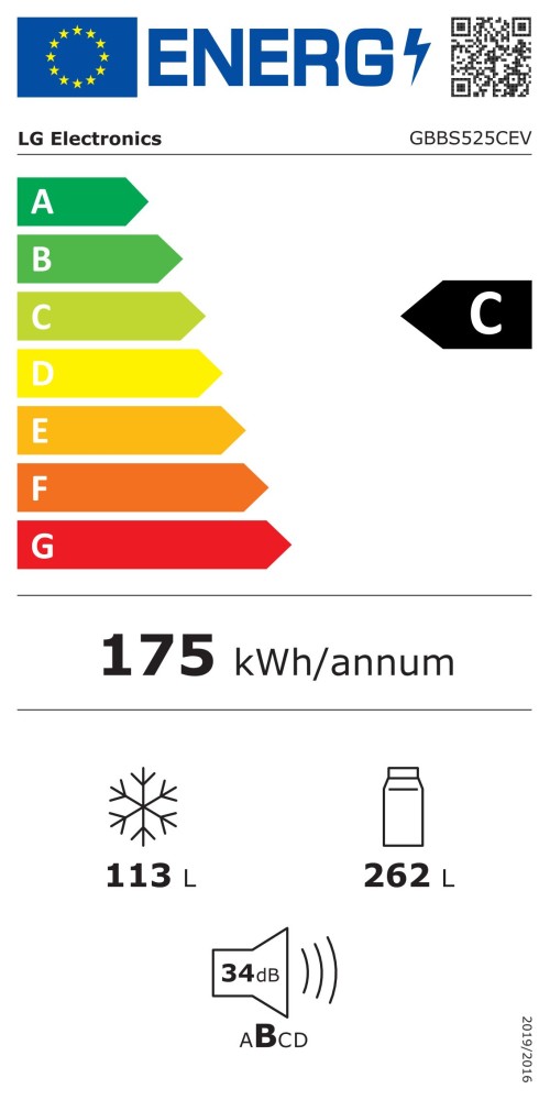 LG 375L GBBS525CEV – Combină frigorifică Clasa C, Wi-Fi ThinQ, Total No Frost, Import Germania 🇩🇪