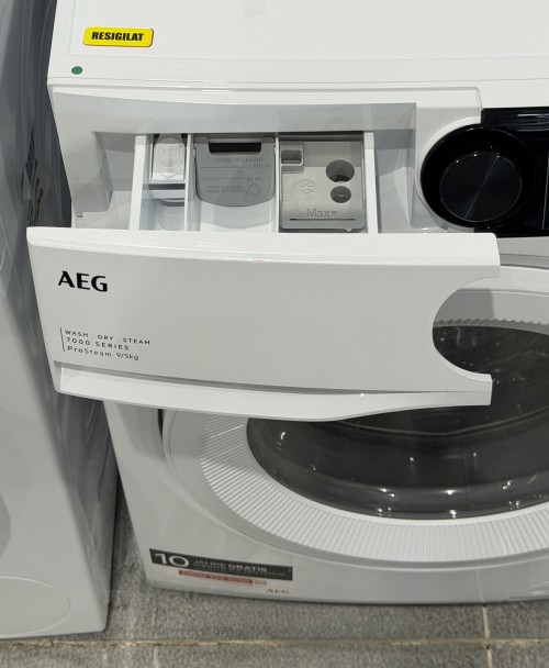 AEG 9 kg / 5 kg LWR859WT – Mașină de spălat cu uscător Clasa A/D, ProSteam, ProSense, import Germania 🇩🇪