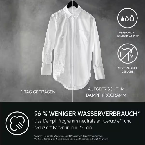 AEG 9 kg / 5 kg LWR859WT – Mașină de spălat cu uscător Clasa A/D, ProSteam, ProSense, import Germania 🇩🇪