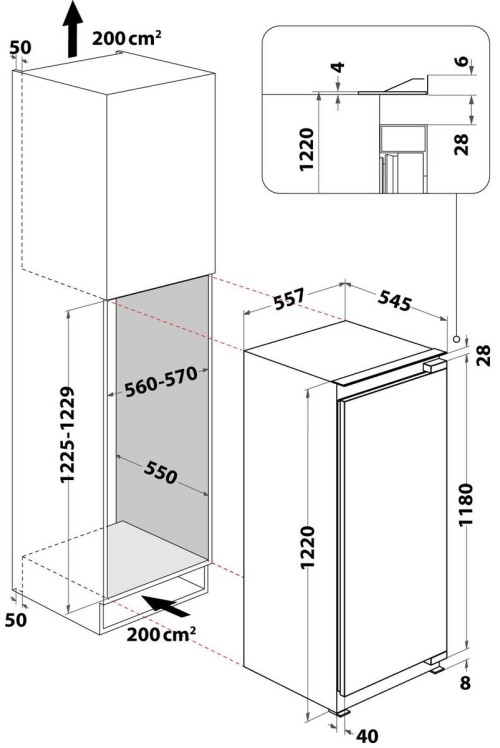Bauknecht 189 L KSI 12GF2 – Combina frigorifica  încorporabila Clasa E, import Germania 🇩🇪