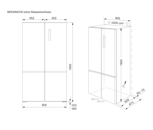 AEG 522 L, RMB952D6VU – Combină frigorifică French Door Clasa D, TwinTech, MultiSwitch+, import Germania 🇩🇪