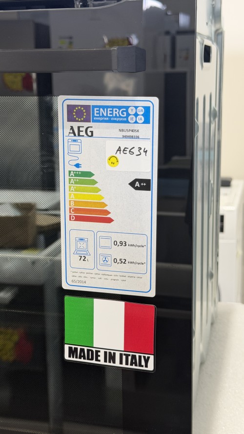 AEG 72L, NBU5P40SK – Cuptor încorporabil Clasa A++, autocurățare pirolitică, fabricat în Italia 🇮🇹