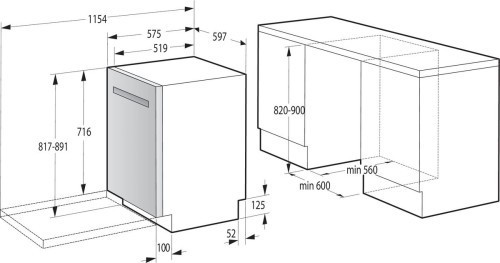 Gorenje 16 seturi GU673A65X – Mașină de spălat vase încorporabilă Clasa A, ConnectLife, import Germania 🇩🇪