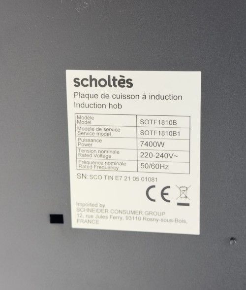 Scholtès 80 cm, SOTF1810B – Plită cu inducție 4 zone, Flex Zone, 7,4 kW,