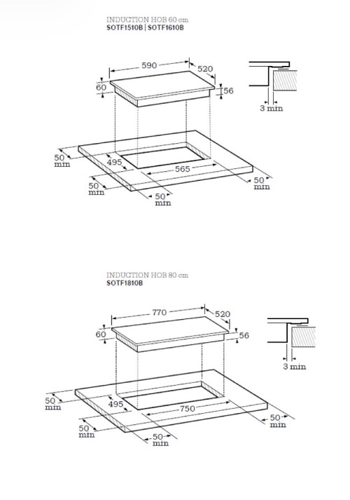 Scholtès 80 cm, SOTF1810B – Plită cu inducție 4 zone, Flex Zone, 7,4 kW,