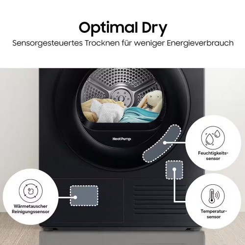 Samsung 9 kg, DV9D5-CW – Uscător rufe Clasa C, pompă de căldură, Wi-Fi SmartThings, OptimalDry, import Germania 🇩🇪