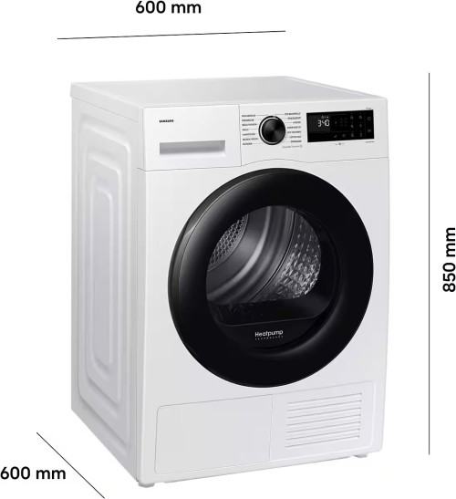 Samsung 9 kg, DV9D5-CW – Uscător rufe Clasa C, pompă de căldură, Wi-Fi SmartThings, OptimalDry, import Germania 🇩🇪