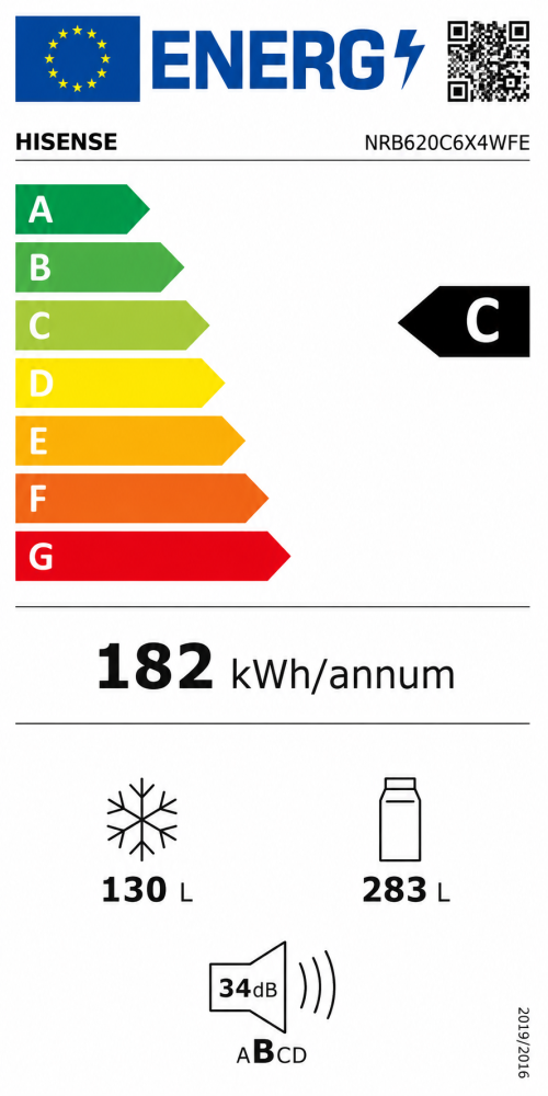 Hisense 413 L NRB620C6X4WFE – Combină frigorifică Clasa C, Total NoFrost, Inverter, Wi-Fi ConnectLife, Convert ZeroZone, import Germania 🇩🇪