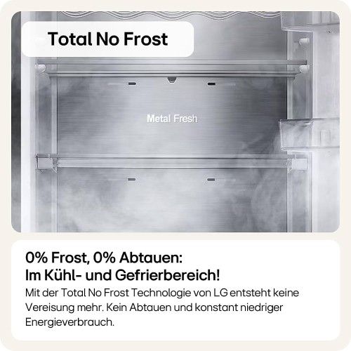 LG 387 L GBV7280CMB – Combină frigorifică Clasa C, Total No Frost, DoorCooling+, LINEARCooling, Smart Inverter, import Germania 🇩🇪