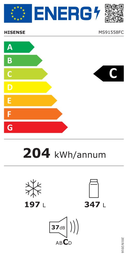 Hisense 544L, MS91558FC – Combină frigorifică Side by Side Clasa C, Total No Frost, Inverter, Super Cool, negru, import Germania 🇩🇪