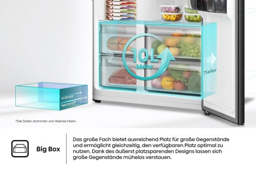 Hisense 544L, MS91558FC – Combină frigorifică Side by Side Clasa C, Total No Frost, Inverter, Super Cool, negru, import Germania 🇩🇪