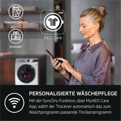 AEG 8 kg, TR9XW80880 – Uscător de rufe premium Clasa A, pompă de căldură, AbsoluteCare Pro, 3DScan, Wi-Fi, import Germania 🇩🇪