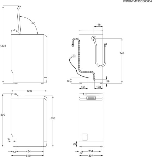 AEG LTR7A70260 – 7000 ProSteam®, mașină de spălat verticală 6 kg, 1200 rpm, Clasa B, abur, import Germania 🇩🇪