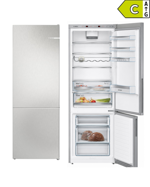 Bosch 419 L, Serie 6 KGE49AICA – Combină frigorifică XXL VitaFresh 0°C, LowFrost, Clasa C, Inox AntiAmprentă, import Germania 🇩🇪