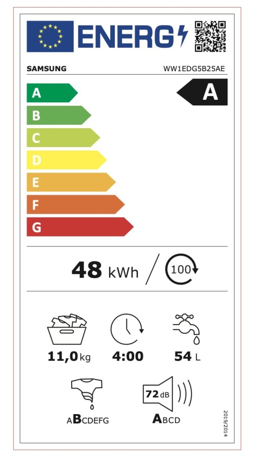 Samsung 11 kg, WW1EDG5B25AE – Mașină de spălat 1400 rpm, Clasa A, AI EcoBubble™, SmartThings, Hygiene Steam, import Germania 🇩🇪