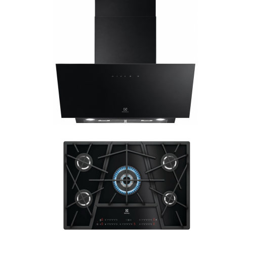 SET Electrolux KGV9539IK \+ LFV439K – Set plită gaz 90 cm, 5 arzătoare \+ hotă 90 cm, Hob²Hood®