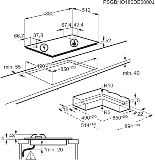 SET Electrolux KGV9539IK \+ LFV439K – Set plită gaz 90 cm, 5 arzătoare \+ hotă 90 cm, Hob²Hood®