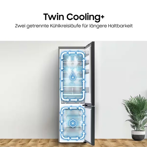 Samsung 387 L, RB38C607AB1 – Combină frigorifică Clasa A, No Frost, Twin Cooling, Wi-Fi, SmartThings AI Energy, Import Germania 🇩🇪