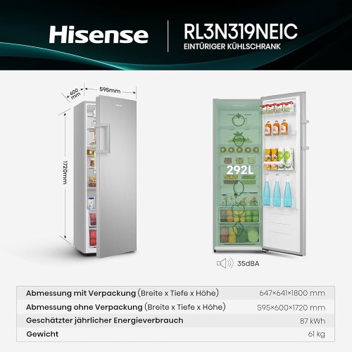 Hisense 322 L, RL3N319NEIC – Frigider/Racitor Inverter, clasa C, Multi Air Flow – import Germania 🇩🇪