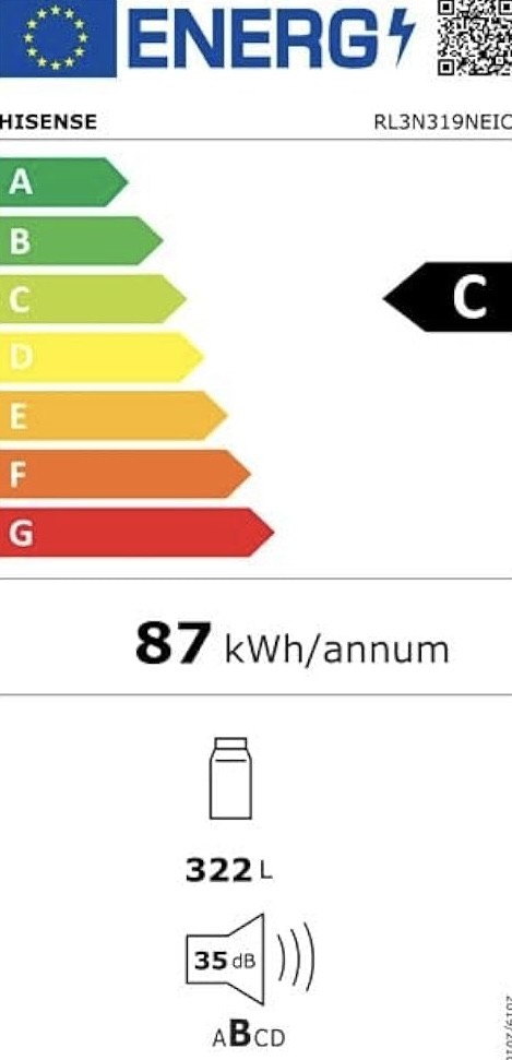 Hisense 322 L, RL3N319NEIC – Frigider/Racitor Inverter, clasa C, Multi Air Flow – import Germania 🇩🇪