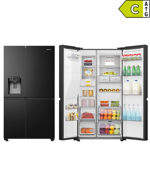 Hisense 632 L, RS818N4TFC – Combină frigorifică Side-by-Side Total No Frost, Wi-Fi, dozator apă & gheață, clasa C – import Germania 🇩🇪